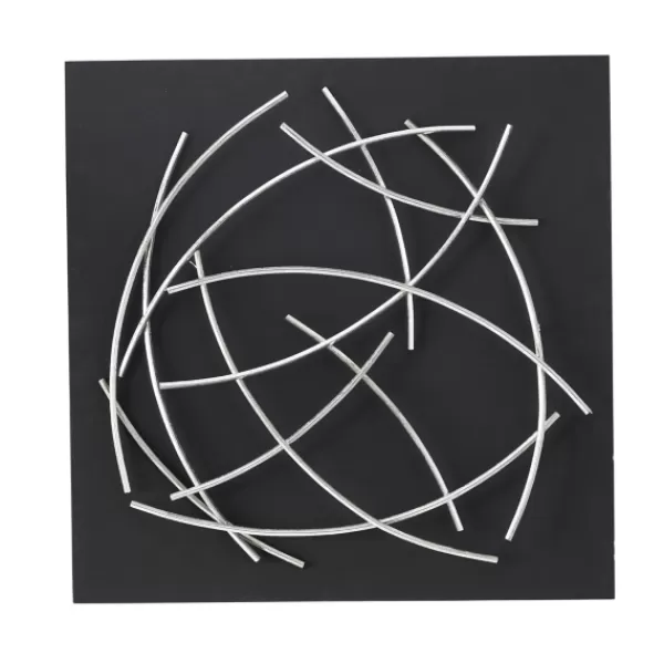 Wall Plaques-Kirkland's Home Black Frame Silver Abstract Lines Wall Plaque Black/Silver