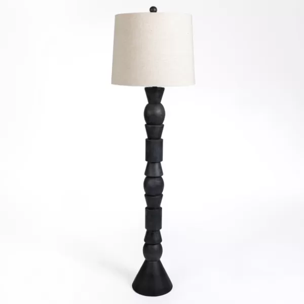 Floor Lamps-Kirkland's Home Black Geometric Floor Lamp Tan