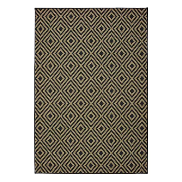 Outdoor Rugs-Kirkland's Home Black Haydn Outdoor Area Rug, 5X7 Black/Tan