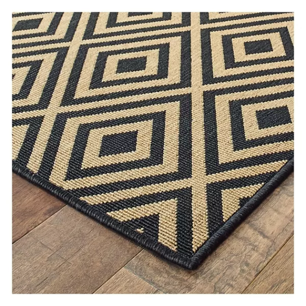 Outdoor Rugs-Kirkland's Home Black Haydn Outdoor Area Rug, 5X7 Black/Tan