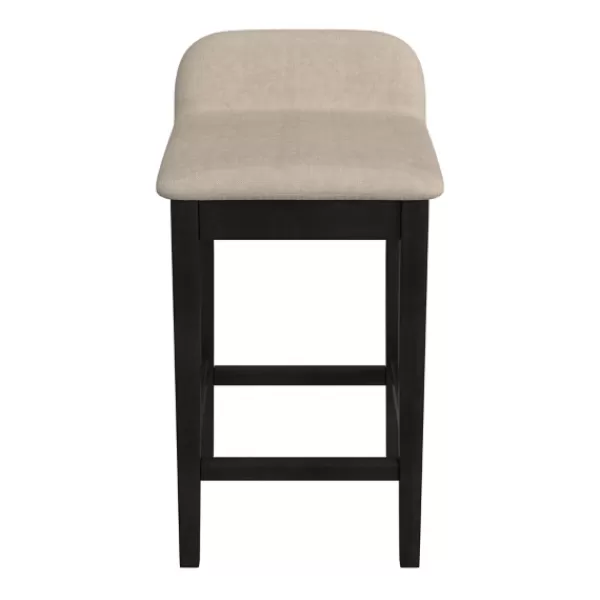 Bar Stools & Counter Height Stools-Kirkland's Home Black Lowback Padded Counter Stool Black/Tan