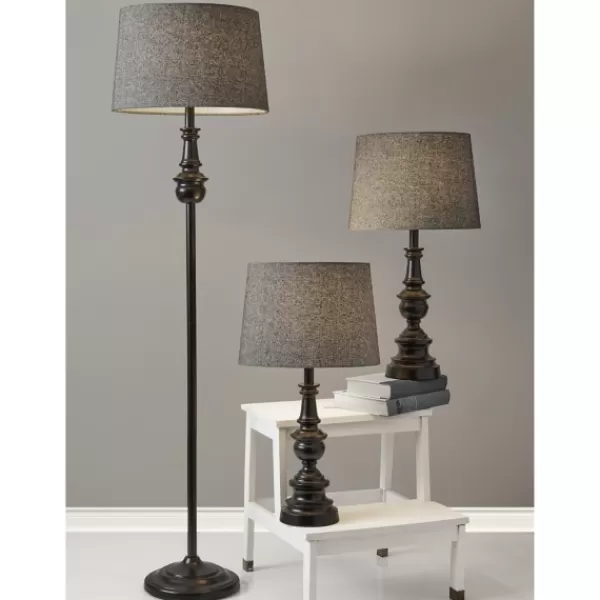 Table Lamps-Kirkland's Home Black Lucas 3-Pc. Table And Floor Lamp Set Gray