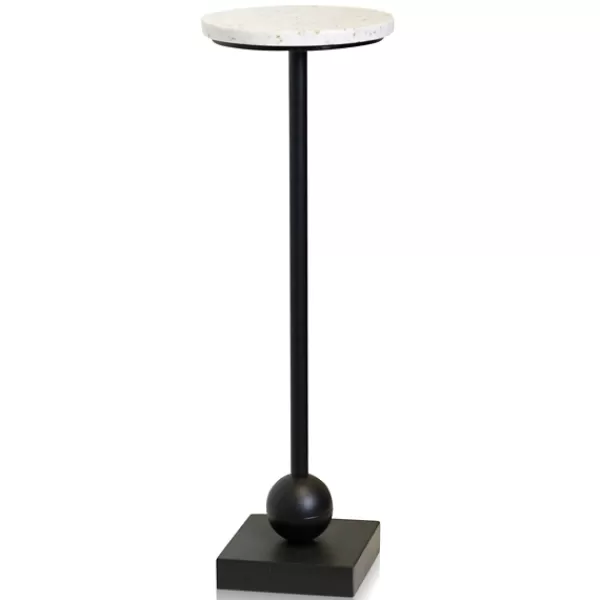 Accent & End Tables-Kirkland's Home Black Marble Top Pedestal Cocktail Table Black/White