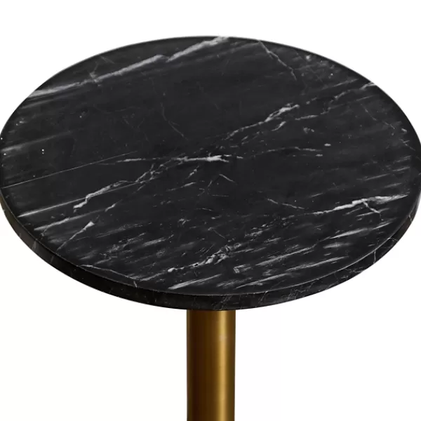 Accent & End Tables-Kirkland's Home Black Marble Top Tapered Base Accent Table, 12 In.