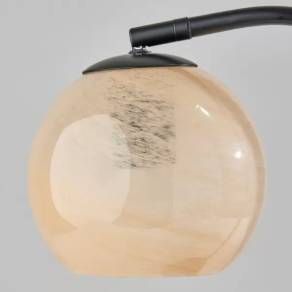 Table Lamps-Kirkland's Home Black Metal And Frosted Glass Globe Table Lamp Tan
