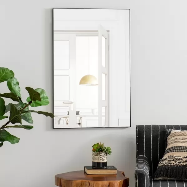 Decorative Mirrors-Kirkland's Home Black Metal Linear Mirror, 24X36
