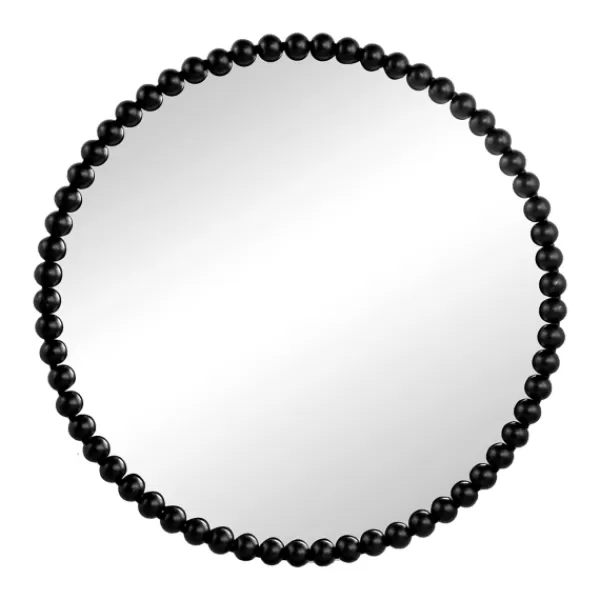 Decorative Mirrors-Kirkland's Home Black Metal Round Beaded Wall Mirror