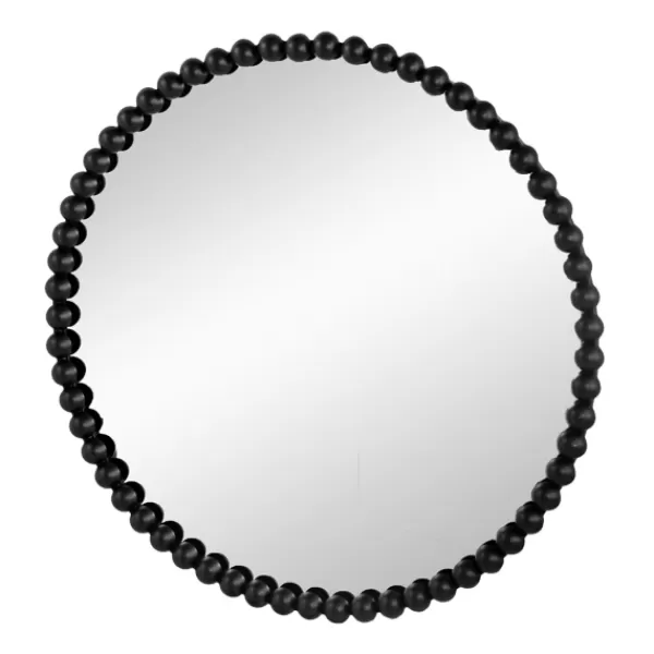 Decorative Mirrors-Kirkland's Home Black Metal Round Beaded Wall Mirror