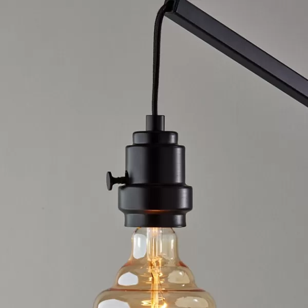 Floor Lamps-Kirkland's Home Black Metal Textured Edison Floor Lamp Gold