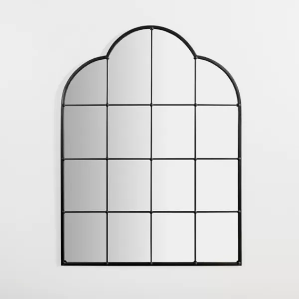 Decorative Mirrors-Kirkland's Home Black Metal Windowpane Arched Wall Mirror