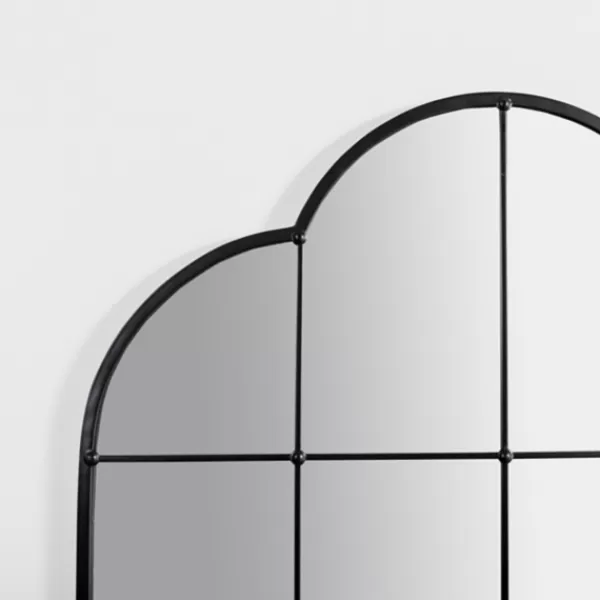Decorative Mirrors-Kirkland's Home Black Metal Windowpane Arched Wall Mirror