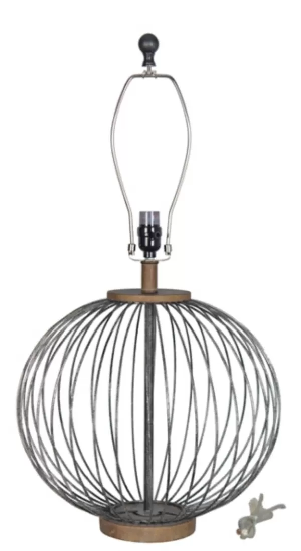 Table Lamps-Kirkland's Home Black Metal Wire Sphere Table Lamp Gray