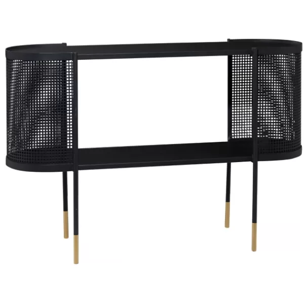 Console Tables-Kirkland's Home Black Modern Oval Perforated Console Table