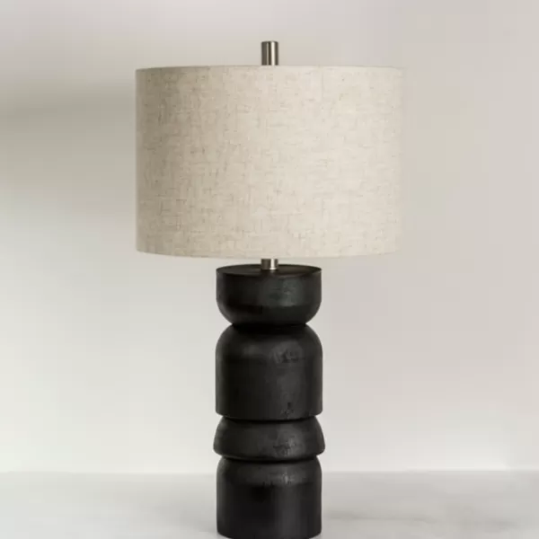 Table Lamps-Kirkland's Home Black Modern Ridge Table Lamp Tan