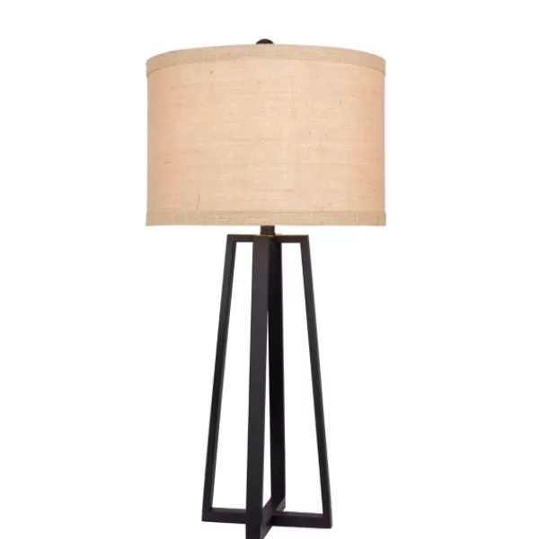 Table Lamps-Kirkland's Home Black Molded Metal Table Lamp Tan