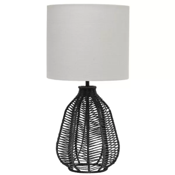Table Lamps-Kirkland's Home Black Rope Woven Table Lamp White