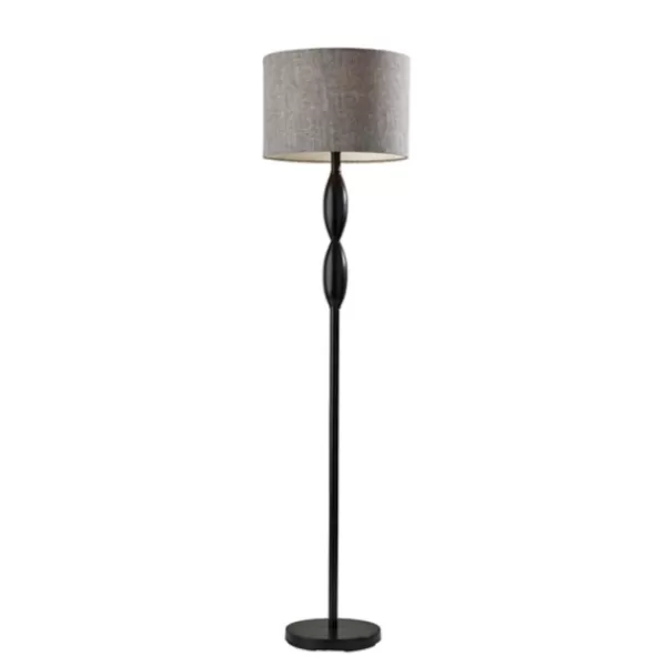 Floor Lamps-Kirkland's Home Black Slim Hourglass Floor Lamp Black/Gray