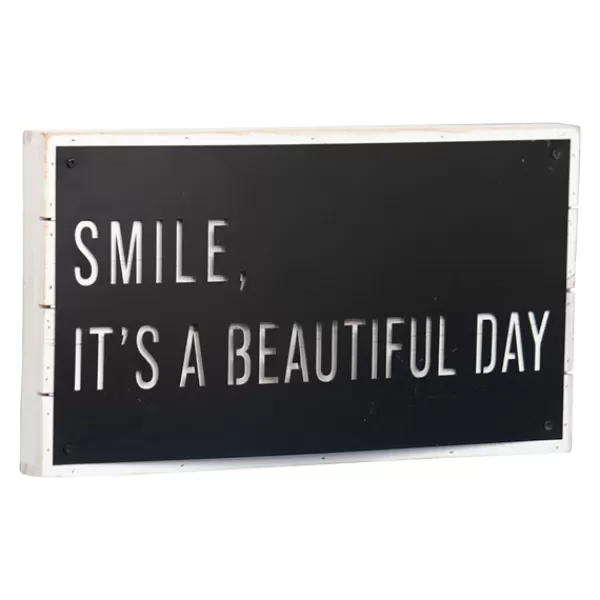Wall Quotes & Signs-Kirkland's Home Black Smile It'S A Beautiful Day Wall Plaque Black/White