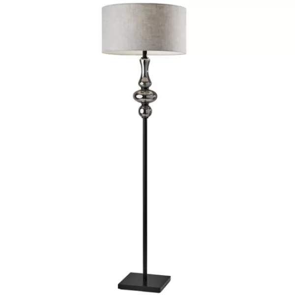 Floor Lamps-Kirkland's Home Black Smoked Mercury Glass Floor Lamp Gray