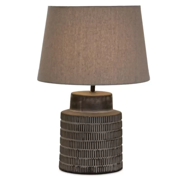 Table Lamps-Kirkland's Home Black Terracotta Dash Pattern Table Lamp Brown