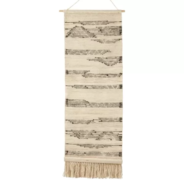 Wall Plaques-Kirkland's Home Black Textured Macrame Tasseled Wall Hanging Tan/Black