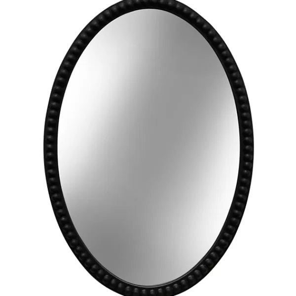 Decorative Mirrors-Kirkland's Home Black Wooden Oval Beaded Mirror