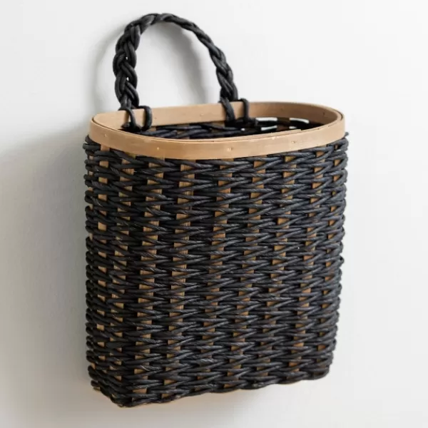 Wall Storage-Kirkland's Home Black Woven Wall Pocket