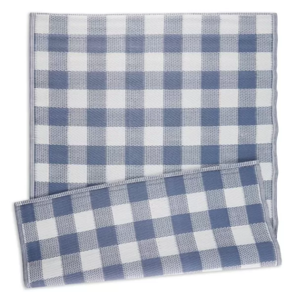 Outdoor Rugs-Kirkland's Home Blue & White Buffalo Check Outdoor Area Rug, 4X6 Blue/White