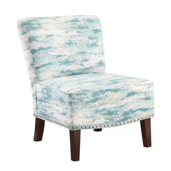 Accent Chairs-Kirkland's Home Blue Abstract Armless Accent Chair Blue/White