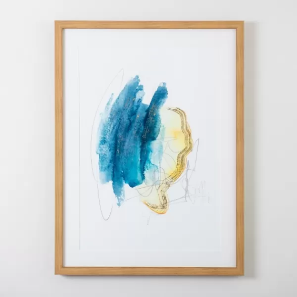 Framed Art-Kirkland's Home Blue And Gold Abstracts I Framed Art Print Blue/Gold/White