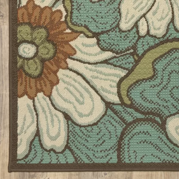 Outdoor Rugs-Kirkland's Home Blue And Ivory Flowers Outdoor Area Rug, 3X5 Blue/Ivory