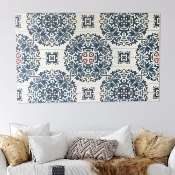 Wall Plaques-Kirkland's Home Blue Azulejo Wood Wall Plaque Blue/White