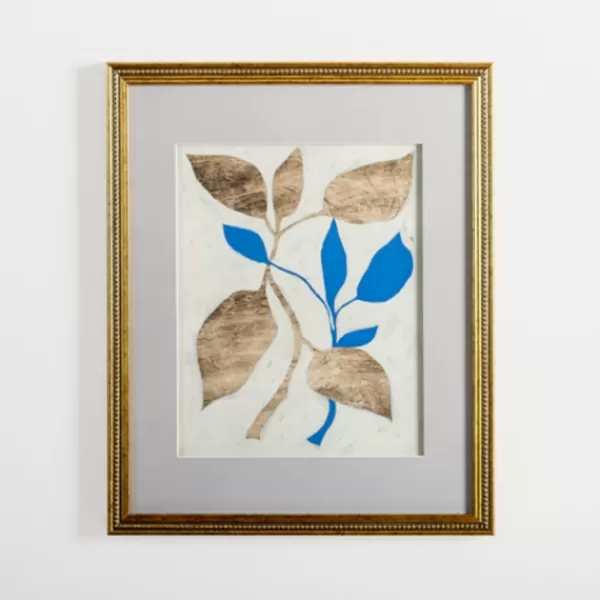 Framed Art-Kirkland's Home Blue Baroque Botanicals Framed Art Print Ivory/Gold/Blue