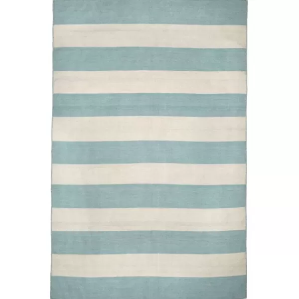 Outdoor Rugs-Kirkland's Home Blue Cabana Stripe Indoor/Outdoor Area Rug, 8X11 Blue/Ivory