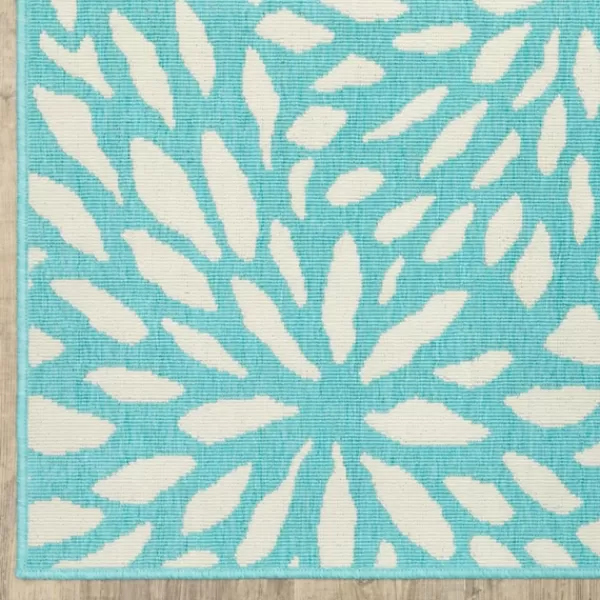 Outdoor Rugs-Kirkland's Home Blue Floral Burst Outdoor Area Rug, 6X9 Blue/White
