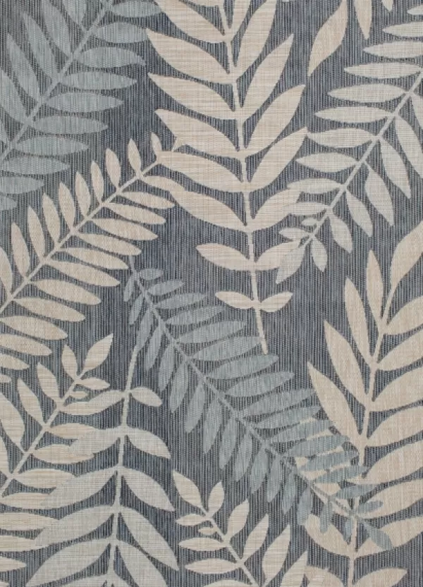 Outdoor Rugs-Kirkland's Home Blue Malibu Leafy Outdoor Area Rug, 7X10 Blue/Gray