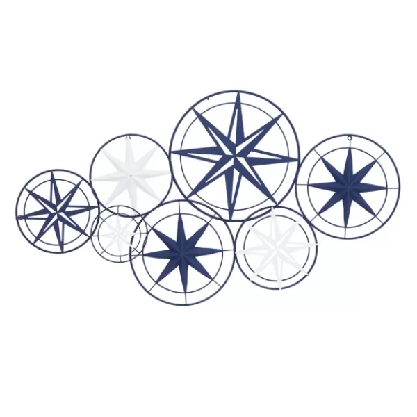 Wall Plaques-Kirkland's Home Blue Metal Layered Star Plates Wall Plaque Blue/White