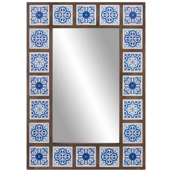 Decorative Mirrors-Kirkland's Home Blue Moroccan Tile Framed Mirror