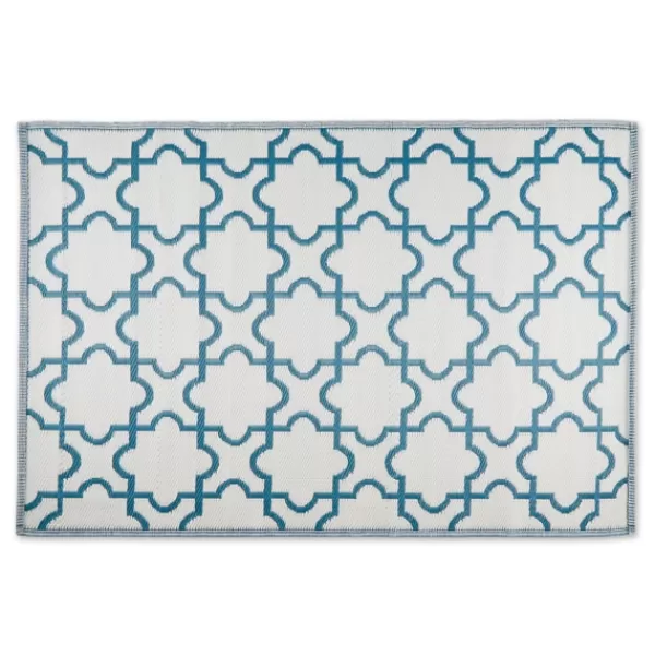 Outdoor Rugs-Kirkland's Home Blue Moroccan Trellis Outdoor Area Rug, 4X6 Blue/White
