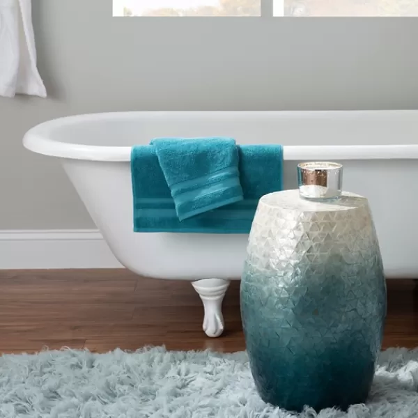 Accent & End Tables-Kirkland's Home Blue Ombre Mosaic Capiz Shell Drum End Table
