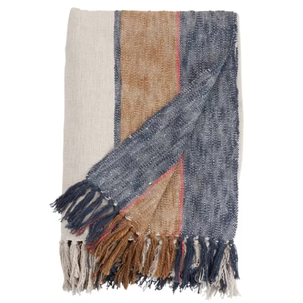 Blankets & Throws-Kirkland's Home Blue Orange White Stripe Throw Blanket Blue/White/Orange