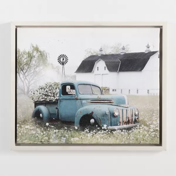 Canvas Art-Kirkland's Home Blue Pickup Truck And Barn Canvas Art Print Blue/Green/White