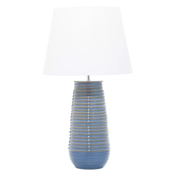 Table Lamps-Kirkland's Home Blue Ribbed Stoneware Table Lamp White