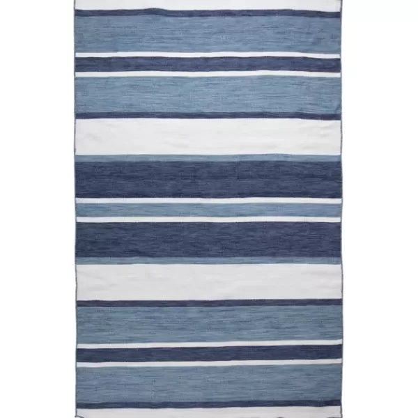 Outdoor Rugs-Kirkland's Home Blue Shades Striped Indoor/Outdoor Area Rug, 7X9 Blue/White