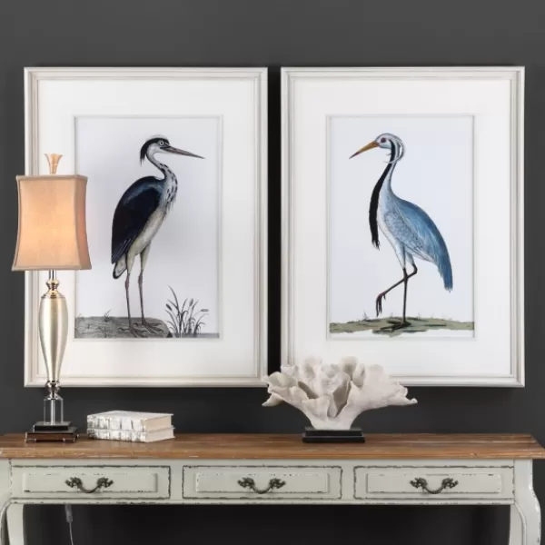 Framed Art-Kirkland's Home Blue Shore Birds Framed Art Prints, Set Of 2 Blue/White