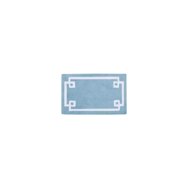 Bathroom Rugs-Kirkland's Home Blue Simple Trim Cotton Tufted Bath Mat, 30 In. Blue/White