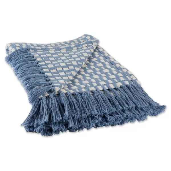 Blankets & Throws-Kirkland's Home Blue Stonewash Urban Check Throw Blue/Ivory