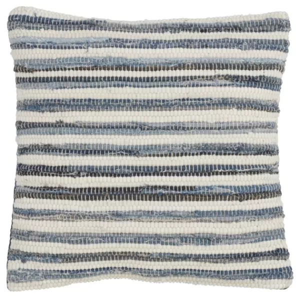 Pillows-Kirkland's Home Blue Striped Textured Denim Pillow Blue/White