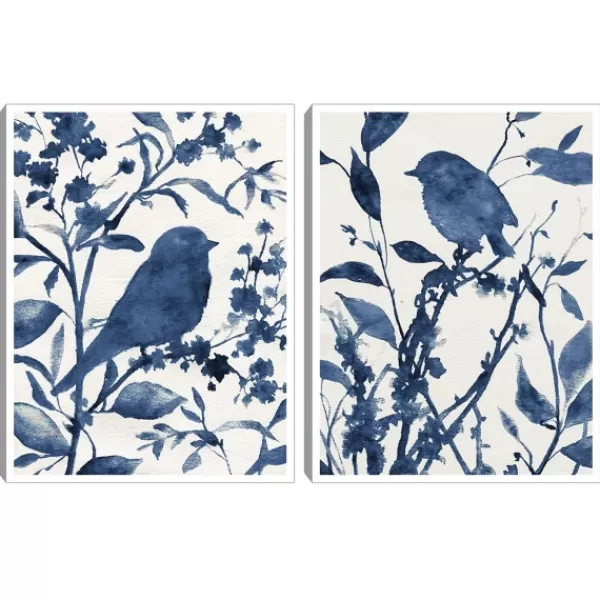 Canvas Art-Kirkland's Home Bluebird Silhouette Canvas Art Prints, Set Of 2 Blue/White