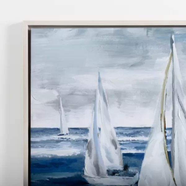 Canvas Art-Kirkland's Home Boats Sail Away Framed Canvas Art Print Blue/White